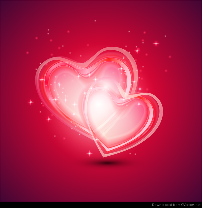 Fondo abstracto con dos corazones para el día de San Valentín