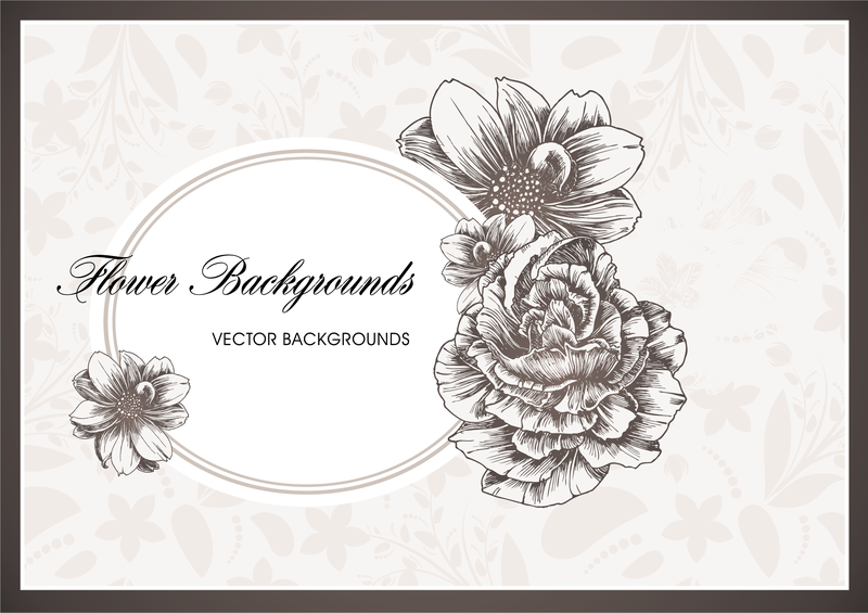 Moldura oval branca com flores