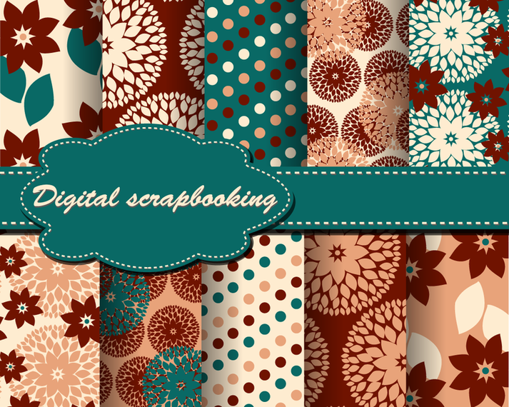 Scrapbooking Floral Pattern Set Vector Download