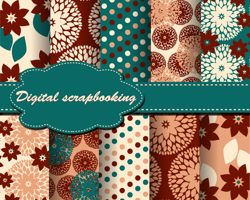 Conjunto de scrapbooking com padrão floral