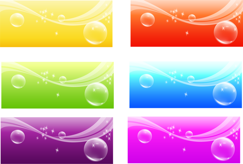Bubbles And Waves Banners Set Vector Download