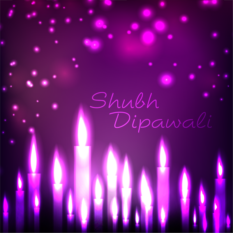 Diseño de vela púrpura diwali