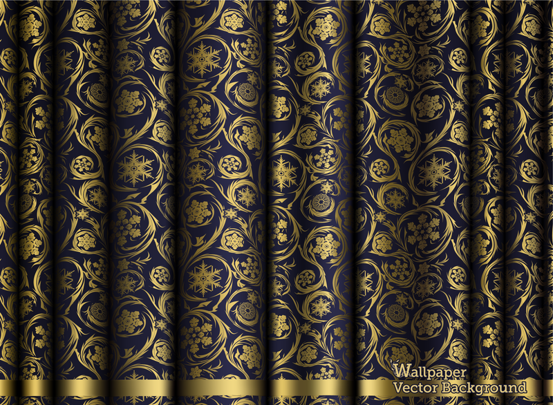 Fondo de cortina 3D dorado y azul