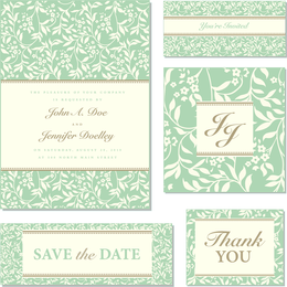Plantilla de invitación de boda verde delicada