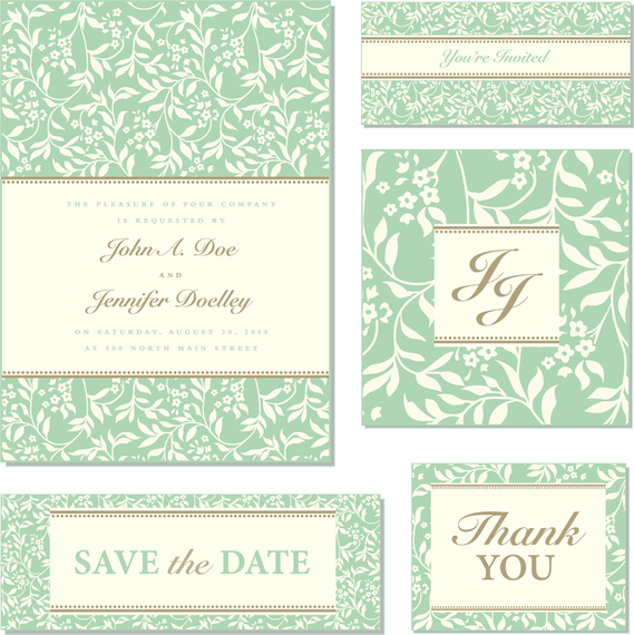 Delicate green wedding invite template Delicate green wedding invite template