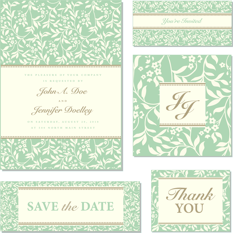 Zarte grüne Hochzeitseinladungsschablone