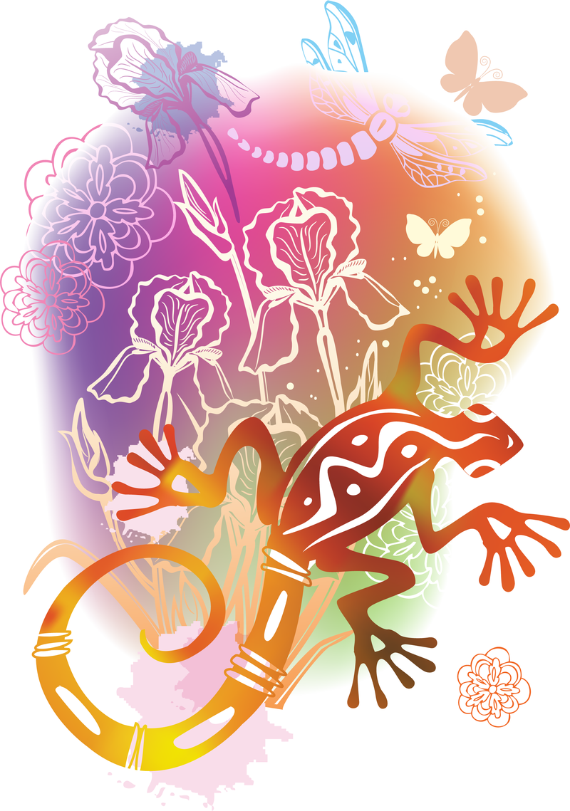 Ilustração de lagarto e flores