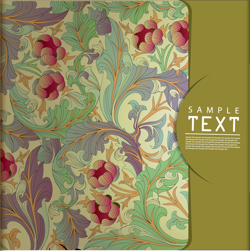 Patrón floral ilustrado con espacio de oliva para texto