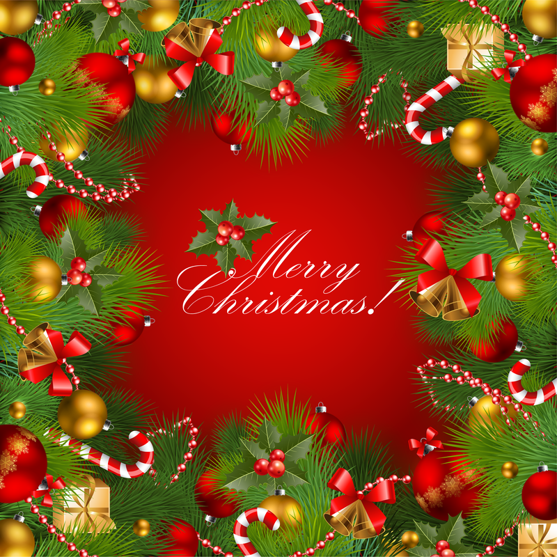 Christmas background frame with ornaments - Vector download