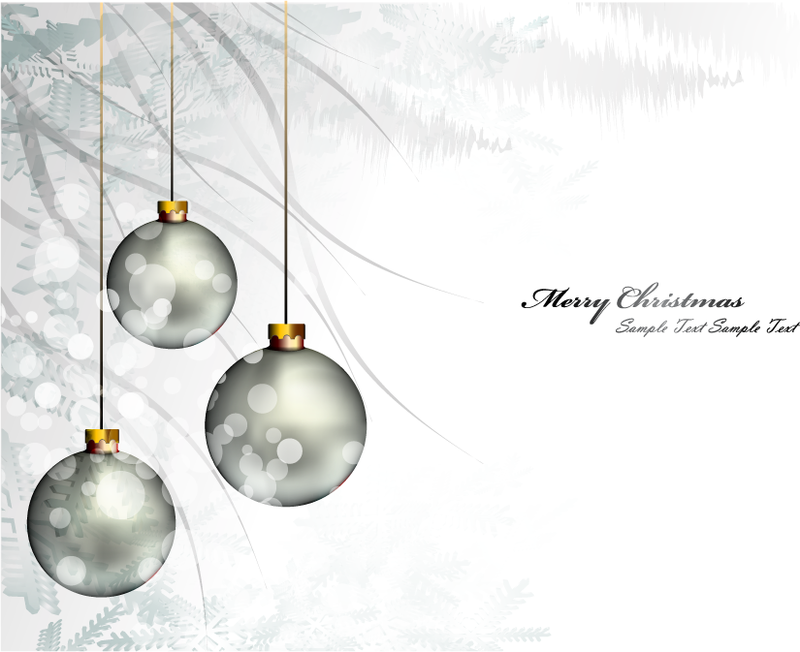 Diseño navideño plateado con adornos.