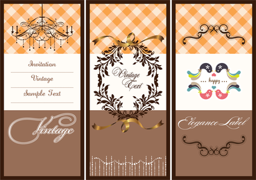 Set von 3 Vintage vertikale Banner