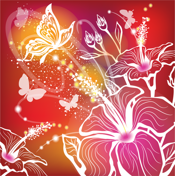 Fantasy floral silhouettes wallpaper - Vector download