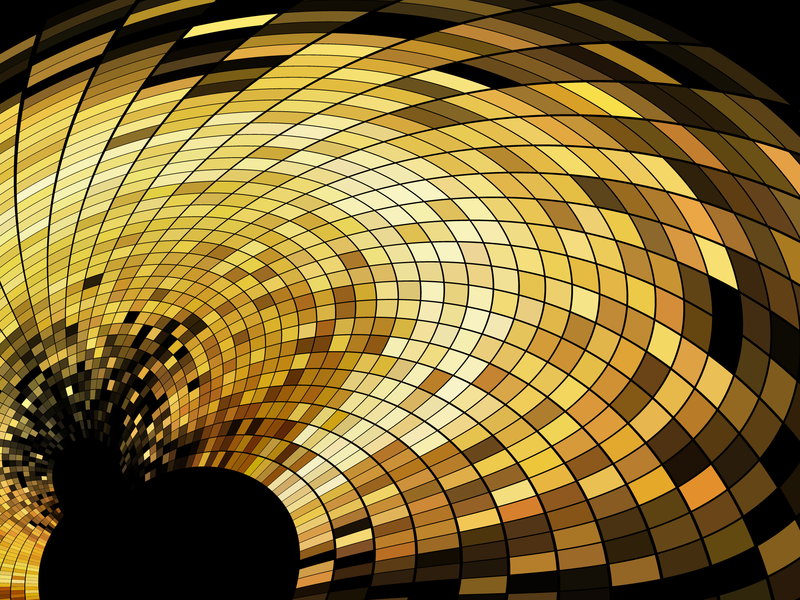 Mosaico de bola de discoteca dourada