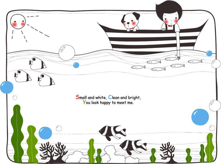 Child illustration story with text Child illustration story with text