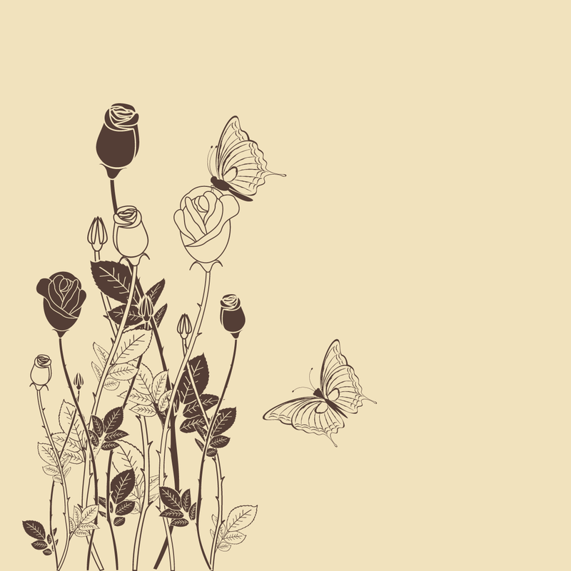 Flores y mariposas vintage ilustradas