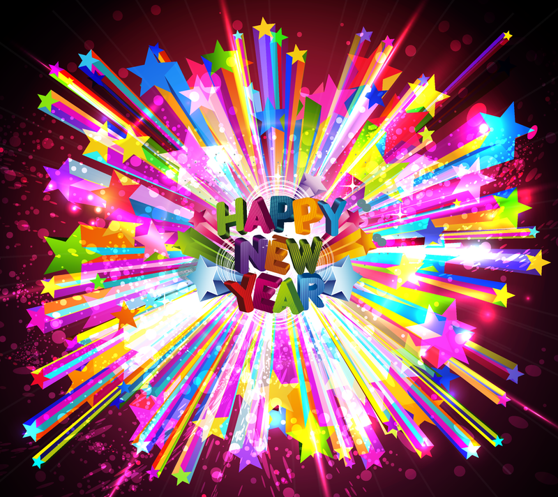 Colorful 3D Happy New Year - Vector download