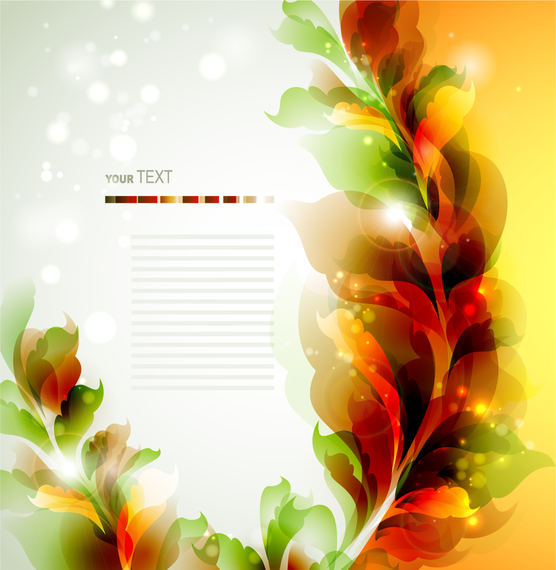 Leaves and flowers backdrop with sparkles Leaves and flowers backdrop with sparkles