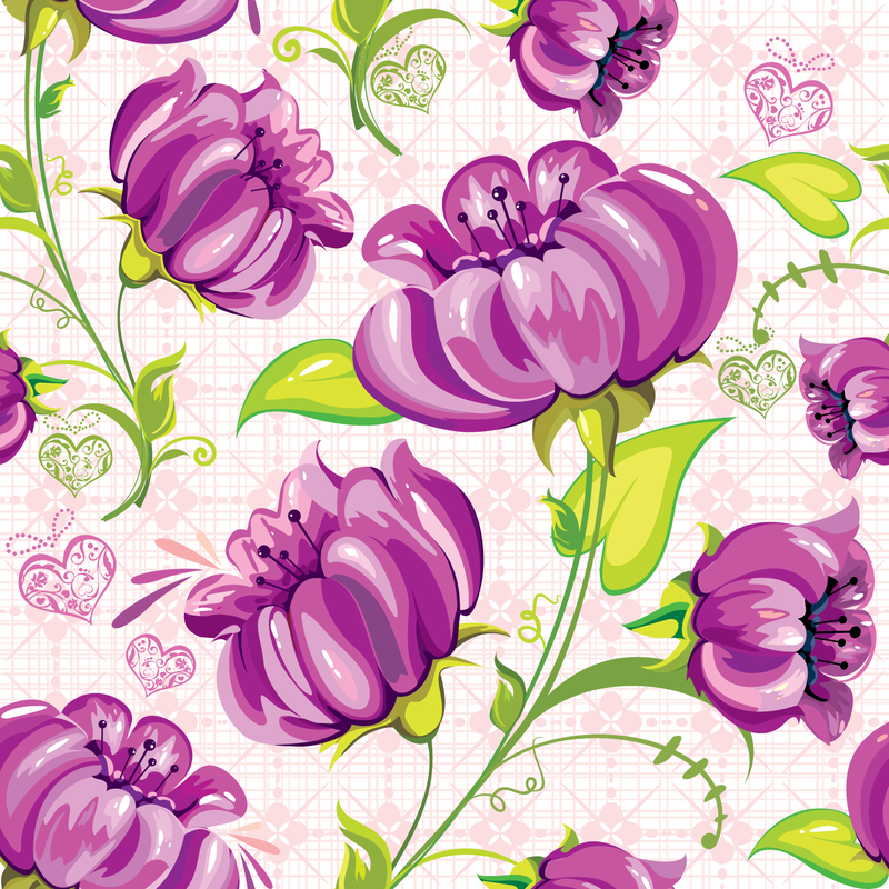 Papel de parede de flores roxas de pint de óleo
