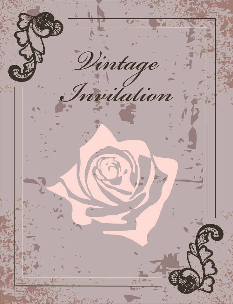 Invitación vintage con flores y paisleys