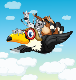 Wild animals flying illustration