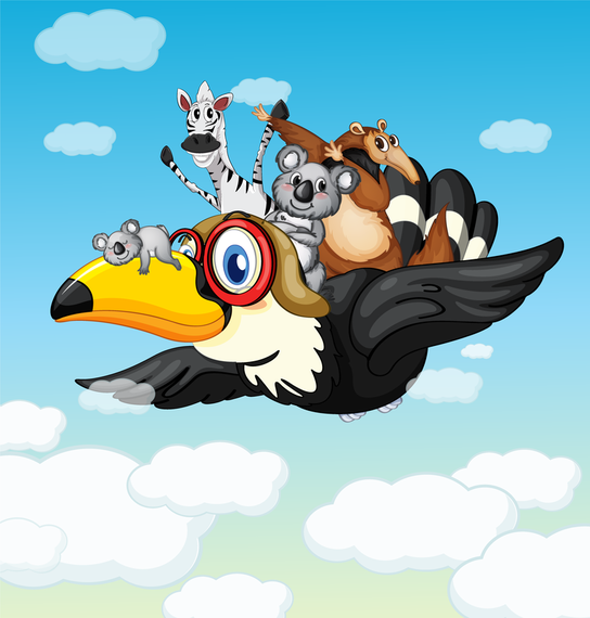 Wild animals flying illustration Wild animals flying illustration