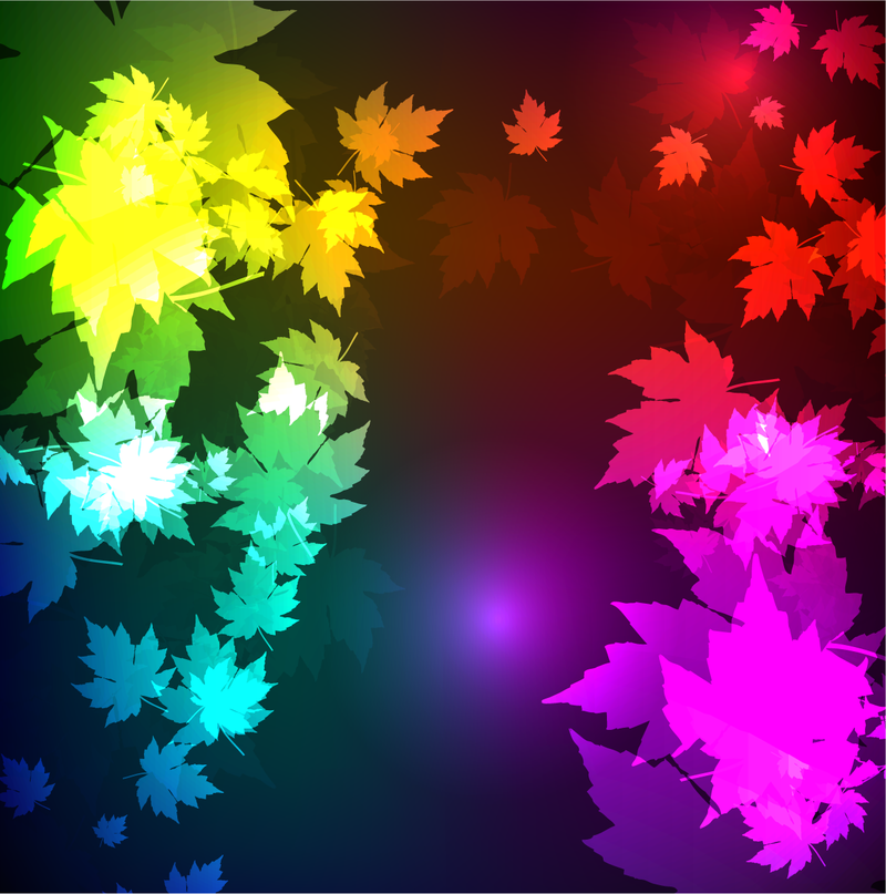 Illustrated Autumn Leaves In Rainbow Colors Vector Download