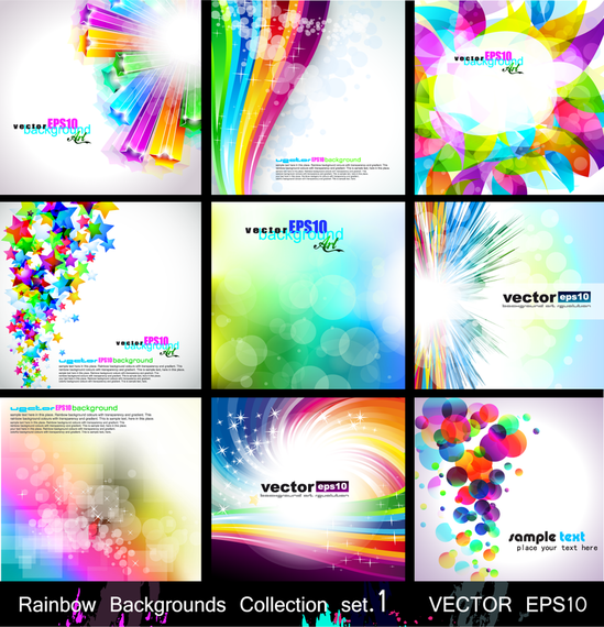 Collection of 9 colorful backgrounds - Vector download