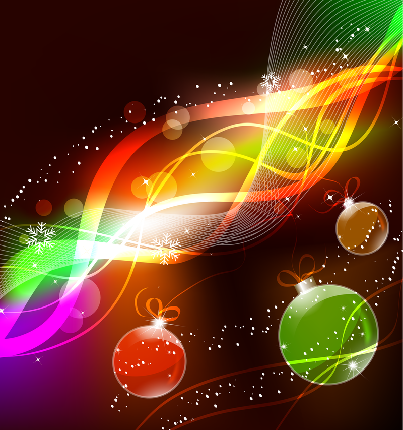 Bright Christmas background with neon ornaments - Vector download