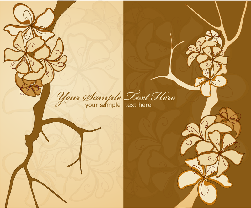 2 dibujos de flores en marrón y beige
