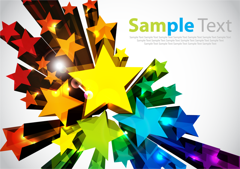 Download Colorful 3D Stars - Vector download
