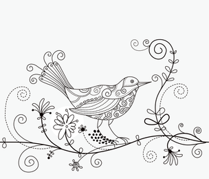 Fondo floral de aves