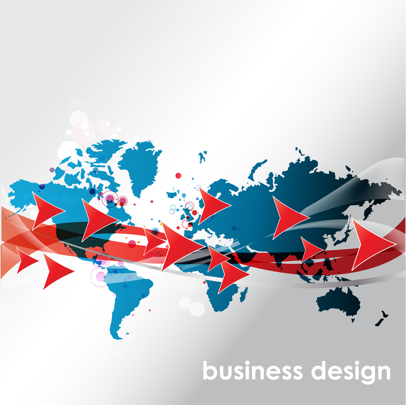 Projeto de cenário de elementos de seta vermelha azul