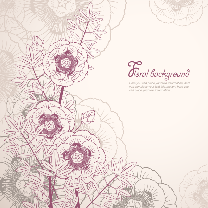 Purple flowers silhouettes background - Vector download