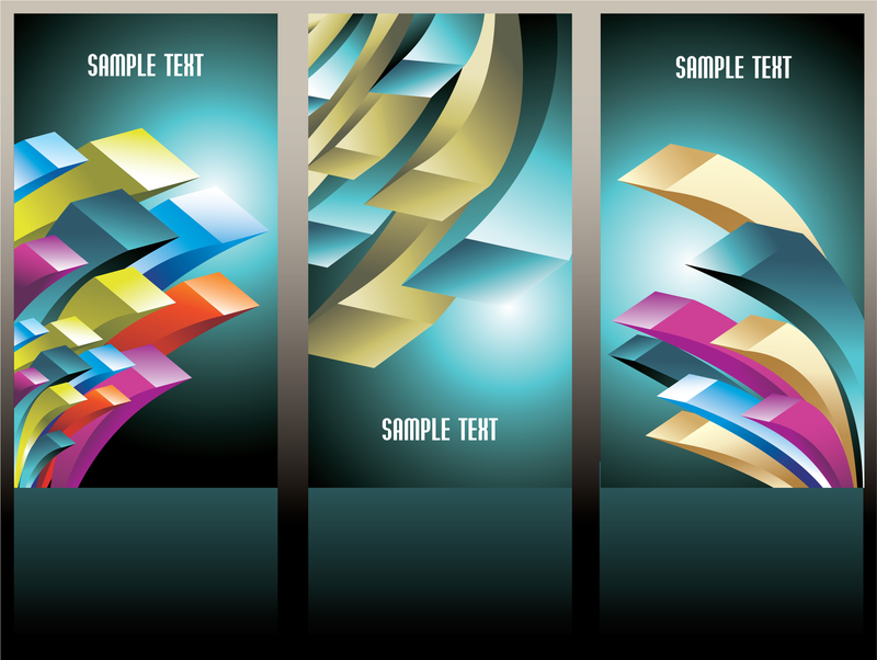 Abstract 3D Shapes Banner Set Vector Download