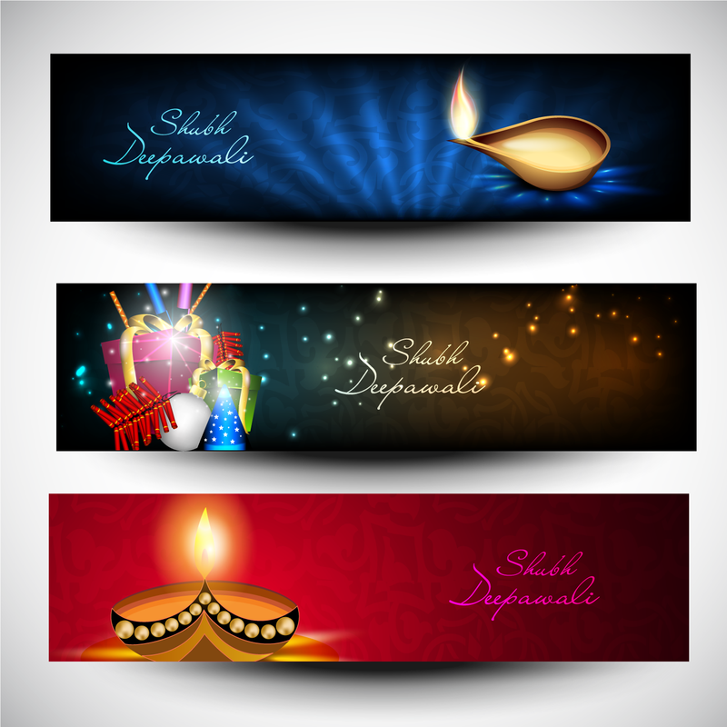 Conjunto de banner 3D Diwali