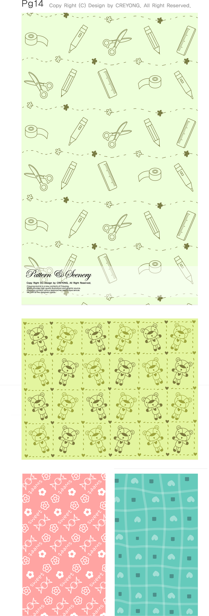 Lindo conjunto de patrones ilustrados doodle