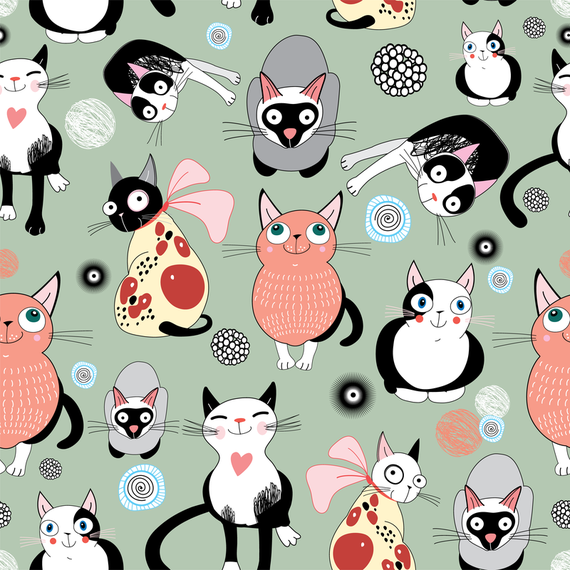Hand drawn cat seamless pattern design Hand drawn cat seamless pattern design