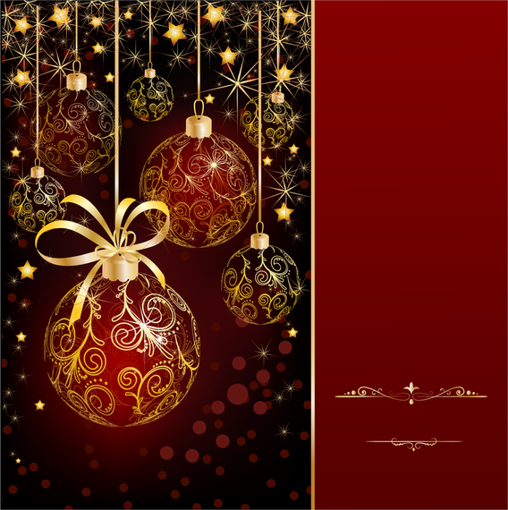 Red ornaments with gold banner - Vector download