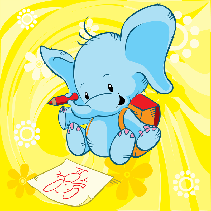 Dibujo de ilustración de elefante lindo