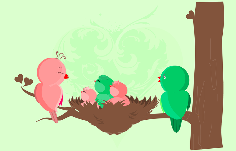 Baby-Vogel-Familien-Vektor