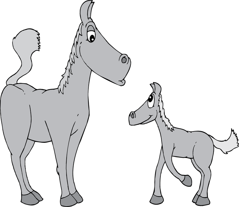 Dois cavalos cinzentos de desenho animado