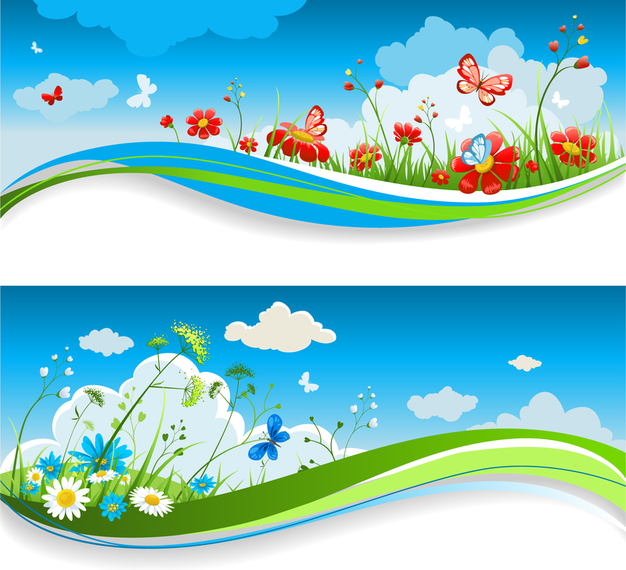 Flowery banner set Flowery banner set