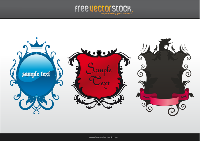 Shield Banner Collection 3 Vector Download