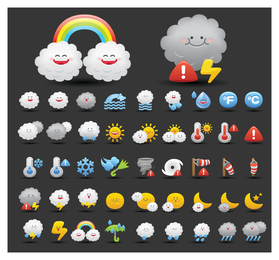 Colección de iconos de clima de dibujos animados