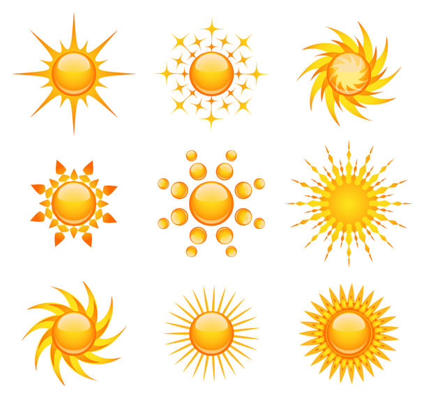 Sol, ícone, vetorial, jogo Sol, ícone, vetorial, jogo