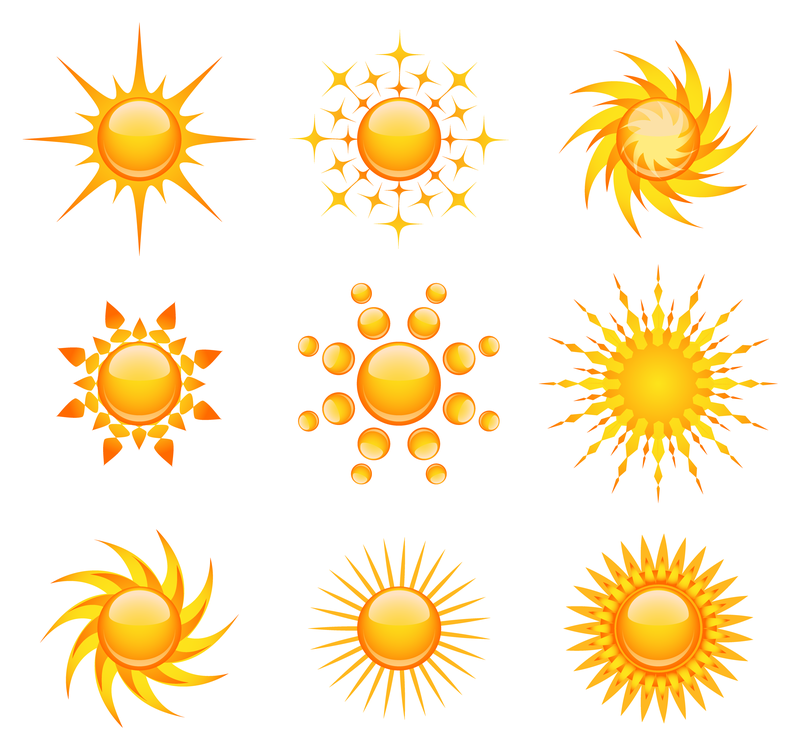 Conjunto de vector de icono de sol