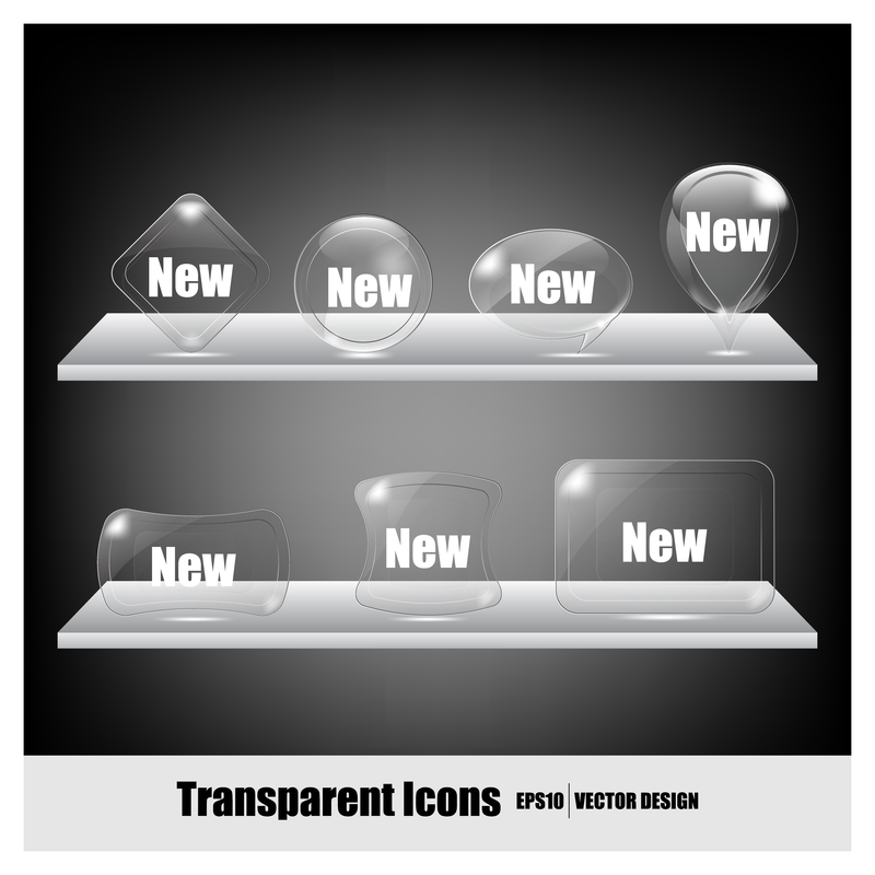 vector de iconos de cristal transparente
