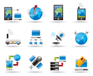 Icono azul de tecnología sofisticada