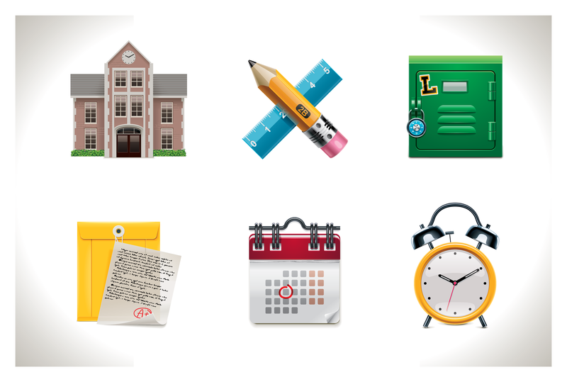 Set of school routine icons Set of school routine icons