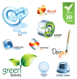 Colección de logotipos tridimensionales.